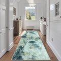 Runner Rugs for Hallways Kitchen 2.6x8 Non Slip Washable Teal Grey Gold by Aelenmu
