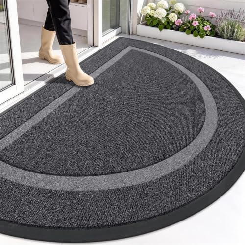 OLANLY Half Circle Front Door Mat Outside 71x47 All-Season Rubber Doormat by OLANLY