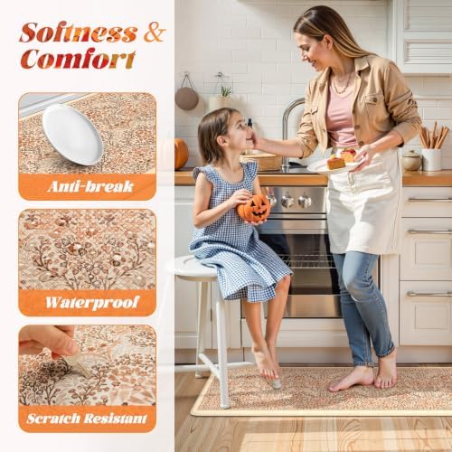 Collive Fall Kitchen Rugs Non Slip Washable Sink Mat 17.3"x47"+17.3"x29" - Image 5