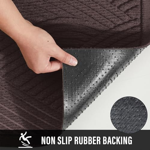 HIYARD Sturdy Front Door Mat, Absorbent Muddy Dirt Resist Welcome Door Mats Outdoor Indoor, Stain and Fade Resistant, Non-Slip Backing Entry Mat Low Profile Doormat for Entryway, 47×32, Coffee - Image 3