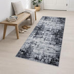 3x8 Washable Runner Rug：Modern Abstract Soft Carpet Dark Black - Image 3
