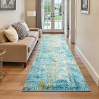 Runner Rug for Kitchen Teal Blue Hallways Runner Rug Non Slip 2'6''x8' Washable Long Runner Rugs with Rubber Backing Soft Abstract Carpet Runner for Entryway, Kitchen, Bedroom, Bathroom by OmpaaHomeDecor