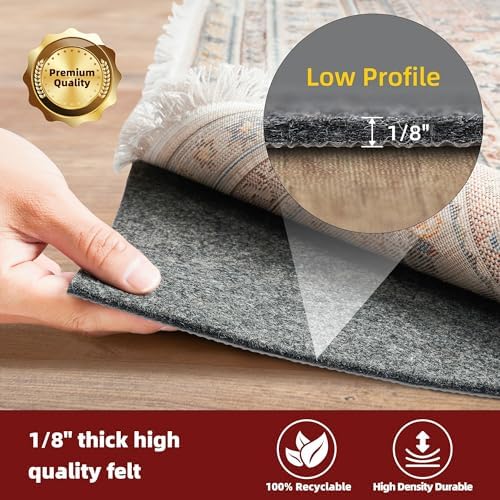 BAGAIL Felt and Natural Rubber Backing Rug Pads 1/8” Thick, 2 x 8 Ft Non Slip Rug Gripper Keep Rugs in Place, Under Area Rug Protective Cushioned Pads, Carpet Runners, Hardwood Floors Protection - Image 3