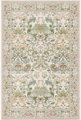 HAOYUNLAI Washable 10x10 Square Floral Living Room Area Rug Non-Slip Carpet by HYHAOYUNLAI