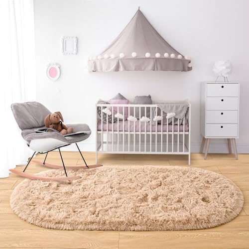 Noahas 2x5 Navy Blue Fluffy Soft Oval Rug Non-Slip for Bedroom Dorm Hallway - Image 6