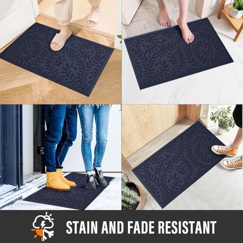 HIYARD Front Door Mat, Absorbent Dirt Trapping Welcome Door Mat Indoor Outdoor, Non Slip Entry Mat, Indoor Outdoor Door Mats, Fade Resistant, Low Profile Doormat for Entryway, 36×24, Blue - Image 3