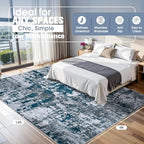 9x12 Area Rugs for Living Room Washable Bedroom Dining Room Navy Grey - Image 2