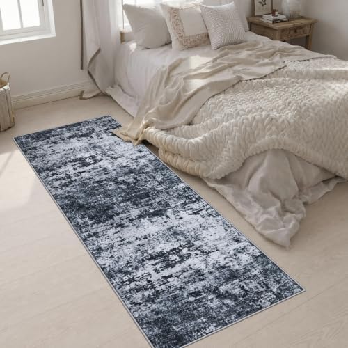 2x6 Washable Runner Rug：Modern Abstract Kitchen Carpet Black - Image 4