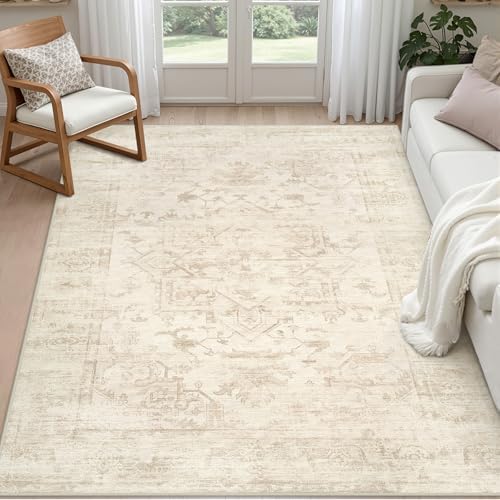 3x5 Area Rugs Living Room: Bedroom Washable Carpet Beige/Brown by Luxturiy