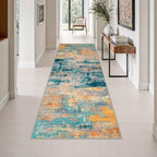 3x10 Washable Runner Rug：Modern Abstract Soft Carpet Rosy Haze by FXRHLP