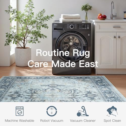Lofus 3x5 Light Blue Rugs for Bedroom Living Room, Vintage Boho Carpet - Image 6