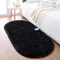 Noahas 2x5 Black Fluffy Soft Oval Rug Non-Slip for Bedroom Dorm Hallway by ModernHomeDecor