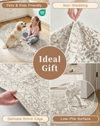 Madane Washable Half Circle Round Rug 2x3 Small Moon Rugs, Beige/Brown - Image 6