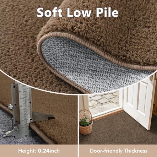 2x8 Beige Brown Solid Runner Rug Washable Non-Slip for Kitchen Hallway - Image 4