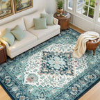 Lofus 6x9 Area Rugs for Living Room Bedroom, Boho Carpet Floral Green Beige by Lofus