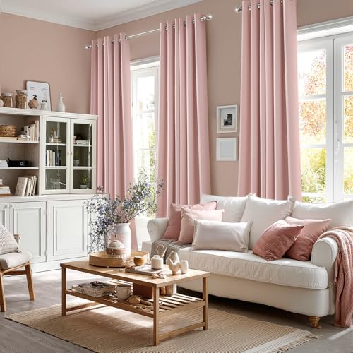 MIULEE Blackout Curtains for Bedroom 2 Panels 40 x 86 Inch Long Pink - Image 6