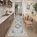 Madane Hallway Runner Rug 2x8 Washable Kitchen Rugs Non-Slip, Blue - Image 3