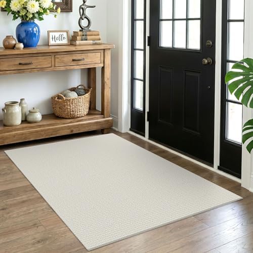 EARTHALL Washable Area Rug, Non Slip Entryway Rug, 4x5 Ft, Cream/Grayish by Unknown