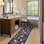 PLHXFR 2x6 Washable Runner Rug：Floral Indoor Kitchen Soft Carpet Black - Image 5