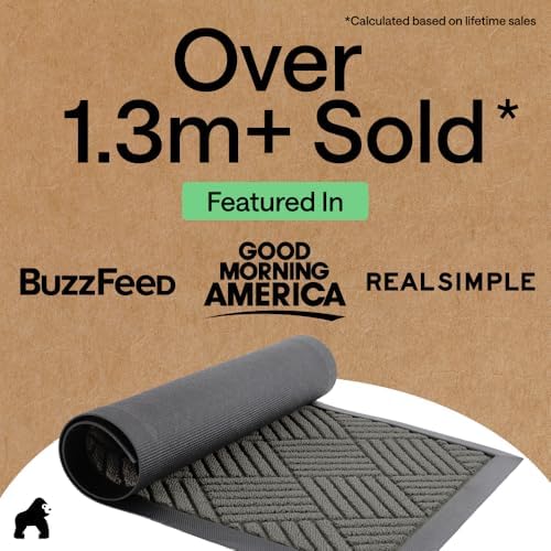 GORILLA GRIP WeatherMAX Door Mat, Indoor Outdoor Use, 35x23, Gray Diamond - Image 4