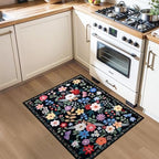 PLHXFR 2x3 Small Entryway Rug: Floral Washable Indoor Soft Carpet Black - Image 4