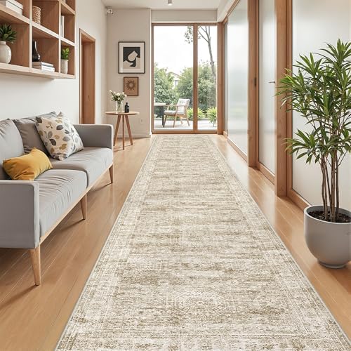 2'6 x 14' Runner Rug Non Slip,Washable Kitchen Rugs,Brown - Image 3