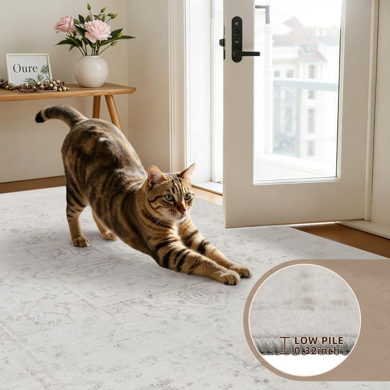 3x5 Area Rugs Living Room: Bedroom Washable Carpet Neutral Cream - Image 7