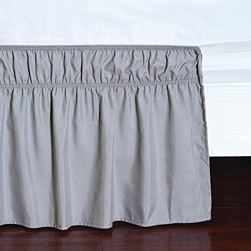 MEILA Wrap Around Elastic Bed Skirt for Twin & Full Beds, 24" Drop, Grey - Image 4