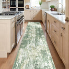 RELEANY Washable Runner 2'x10' Abstract Area Rug for Hallway Light Green - Image 2