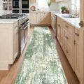 RELEANY Washable Runner 2'x8' Abstract Area Rug for Hallway Light Green by RELEANY