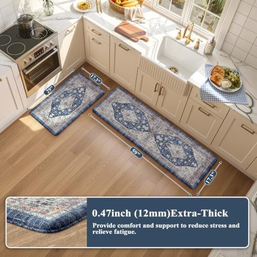 Collive Kitchen Mats Cushioned Anti Fatigue, Dusty Blue 17.3"x29"+17.3"x59" - Image 2