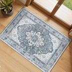 RELEANY Washable Area Rug, Small 2'x3', Grey/White/Beige by RELEANY