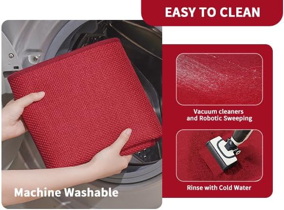YDKGL Kitchen Mat Kitchen Rugs Sets of 2 PCS Non Slip Red 17"x30"+17"x47" - Image 4