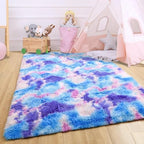 Noahas 6x9 Large Tie-Dyed Blue Purple Pink Fluffy Area Rug Non-Slip for - Image 6