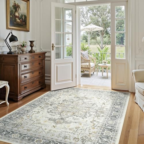 Lofus 5x7 Taupe Grey Rugs for Bedroom Living Room, Vintage Boho Carpet - Image 3