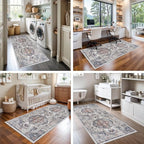 Hallway Washable Runner Rug - 2x6 Kitchen Rugs Entryway Rug Runner Vintage Soft Floor Mat Non Slip Indoor Farmhouse Carpet for Bathroom Living Room Bedroom (2 X 6, Brick) - Image 6