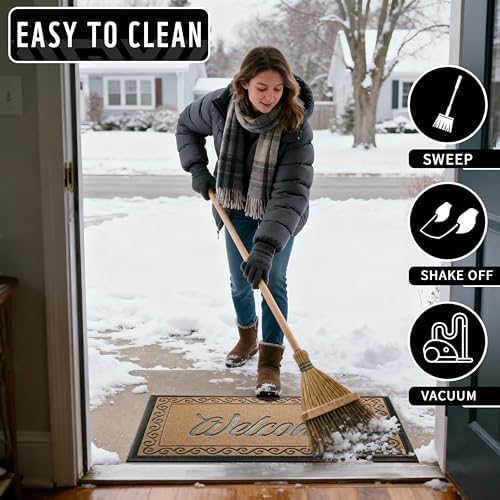 Yimobra Welcome Mat Outdoor Indoor, Waterproof Heavy Duty Front Door Mat Outside Entrance, Extra Sturdy Non-Slip Doormat, Low Profile, Dirt Trapping, 36x24 Inches, Yellow - Image 4