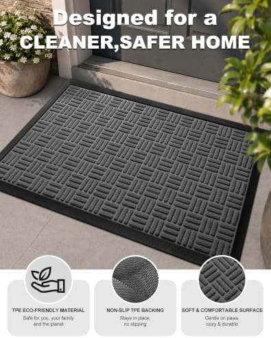 Mibao Front Door Mat Outdoor Entrance, 71" x 24" Heavy Duty Welcome Mat for Outdoor and Indoor, Waterproof Dirt Trapper Doormat, Super Absorbent Indoor Entryway Mat for Patio & Porch - Light Gray - Image 7