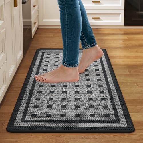 Kitchen Mats for Floor, Non Slip Kitchen Rugs, 17x30 Grey by QiCaiJia