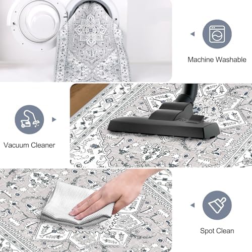 Yamaziot Washable Runner Rug, 2x8 Non-Slip Boho Vintage Hallway Kitchen Rug - Image 5
