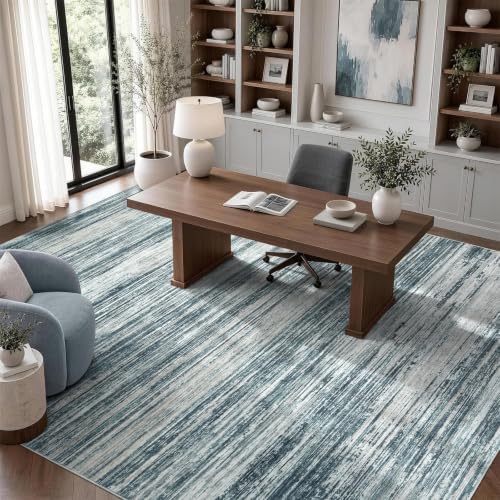 8x10 Area Rug for Living Room, Abstract Washable Non-Slip Rugs, Slate Grey - Image 6