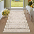 Washable Cream Farmhouse Bathroom Rug, 3x5 Non Slip Area Rugs for Kitchen, Bedroom, Laundry Room, Entryway, Soft Low Pile Neutral Light Beige Décor by HazoHaus