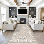 4x10 Hallway Wide Runner Rug: Washable Oriental Soft Area Rug for Living Room Bedroom Stain Resistant Low Pile Carpet for Entryway Ktichen Thin Non Slip Floor Mat for Bathroom Dining Room(Beige,4x10) by HYHAOYUNLAI