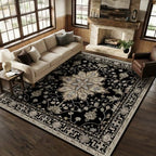 RELEANY Washable Area Rug, Square 10'x10', Black/Neutral - Image 2