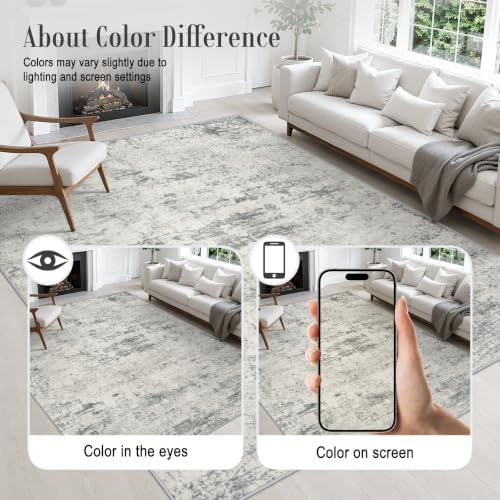 5x8 Area Rug Living Room: Modern Washable Indoor Soft Carpet Gray - Image 5