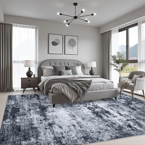5x7 Area Rug Living Room: Modern Washable Indoor Carpet Black - Image 3