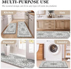 Boho Kitchen Mats for Floor 2PC Anti Fatigue Kitchen Rugs, Grey - Image 6