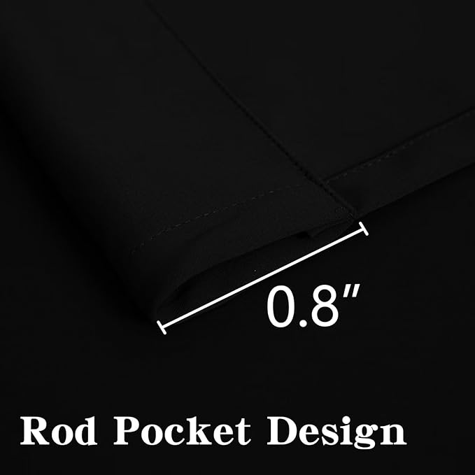 Blackout Curtains 84 Inch Length 2 Panels Set, Black Curtains Thermal Insulated Room Darkening Drapes for Bedroom, Rod Pocket Light Blocking Drapes Living Room Windows(52W × 84L, Black)