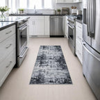 2x5 Washable Runner Rug：Modern Abstract Soft Carpet Dark Black - Image 4