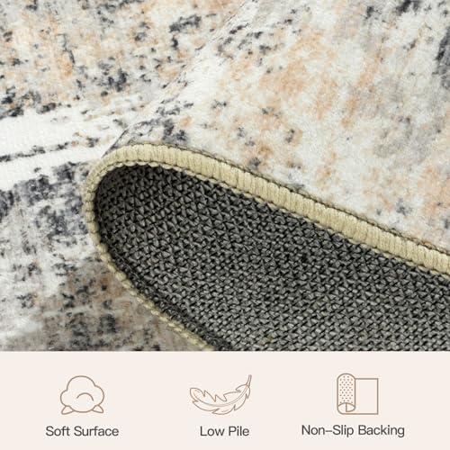 5x8 Area Rug for Living Room, Abstract Washable Non-Slip Carpet, Gold - Image 7